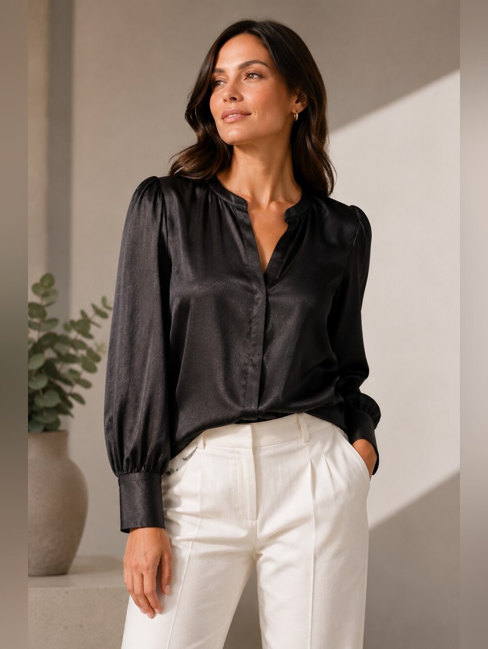 Violet + Claire Button Down Puff Shoulder Shirt